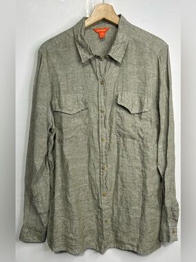 5 for $25🔥Joe Fresh 100% Linen Grey Heather Button Front Shirt Large